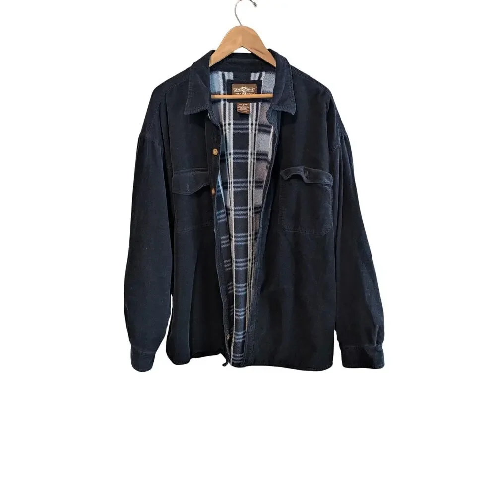 Levi Shacket Men XL Blue Corduroy Flannel Plaid Hunting Outdoors Grunge Y2K